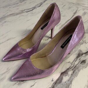 Pink Metallic Crinkle Heels